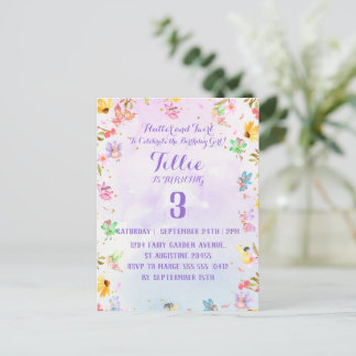 Carte d'invitation d'anniversaire Fairy Flutter et