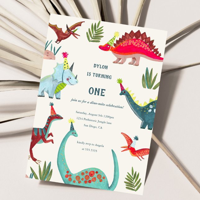Carte d'invitation d'anniversaire garçon dinosaure (Créateur téléchargé)