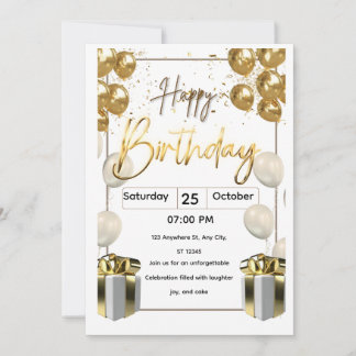 Carte d'invitation d'anniversaire moderne avec bal