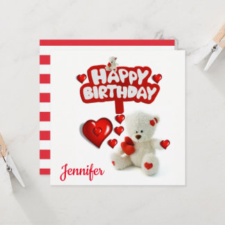 Carte d'invitation d'anniversaire Ourson Blanc