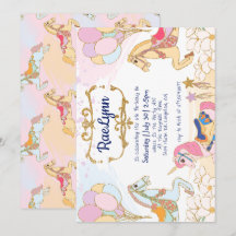 Carte d'invitation d'anniversaire pour carrousel f