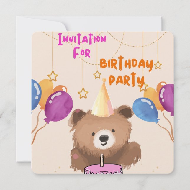 CARTE D'INVITATION D'ANNIVERSAIRE POUR ENFANTS (Devant)