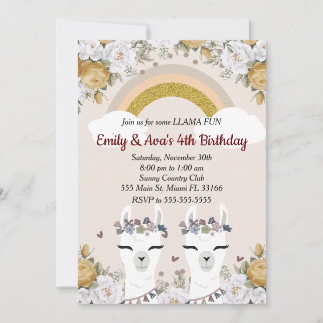 Carte d'invitation d'anniversaire pour enfants jum (Devant)