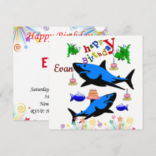 Carte d'invitation d'anniversaire Requin