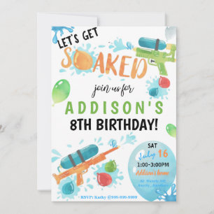 Carte d'invitation d'anniversaire Super Soaker