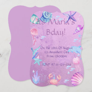 CARTE D'INVITATION D'ANNIVERSAIRE THÈME MER ET SIR