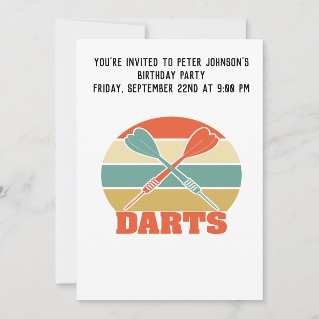 Carte d'invitation Darts Vintage Sunset (Devant)