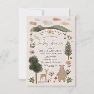 Carte d'invitation de Baby shower Boho Woodland