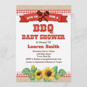 Carte d'invitation de baby shower de barbecue de