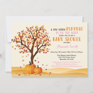 Carte d'invitation de baby shower de citrouille