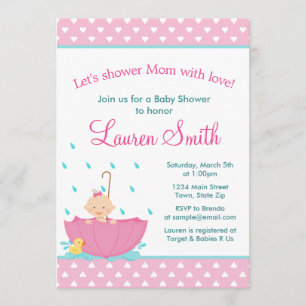 Carte d'invitation de baby shower de fille de