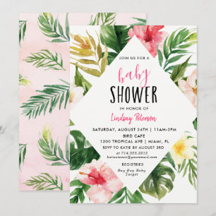 Carte d'invitation de Baby shower Feuilles tropica