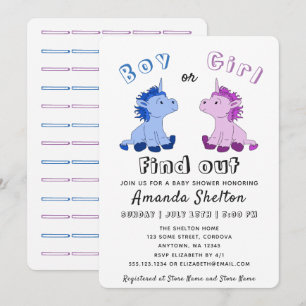 Carte d'invitation de Baby shower Unicorn Reveal G