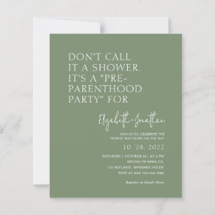 Carte d'invitation de baby shower vert sauge Budge