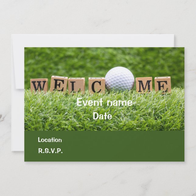 Carte d'invitation de bienvenue pour partie de gol (Devant)