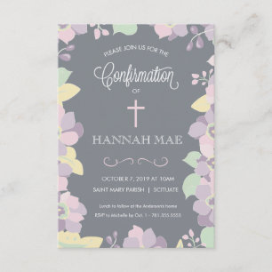 Carte d'invitation de confirmation avec les fleurs