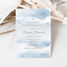 Carte d'invitation de confirmation garçon aquarell