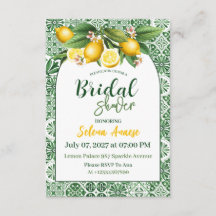 Carte d'invitation de douche de mariée au citron