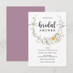 Carte d'invitation de douche nuptiale fleur sauvag