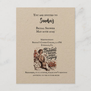 Carte d'invitation de douche nuptiale style vintag