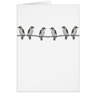 Carte d'invitation de Downy Woodpeckers Party
