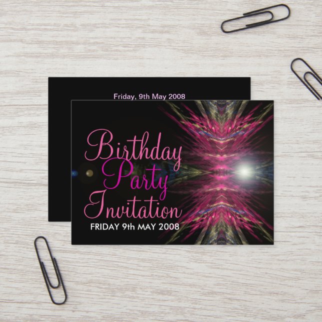 Carte d'invitation de fête d'anniversaire (Devant/Arrière en situation)