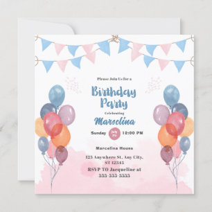 Carte d'invitation de fête d'anniversaire du ballo