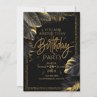 carte d'invitation de fête d'anniversaire noire