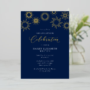 Carte d'invitation de fête de fin d'études avec fe