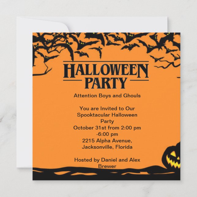 Carte d'invitation de fête d'Halloween (Devant)