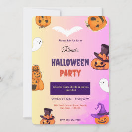Carte d'invitation de fête Halloween avec citrouil