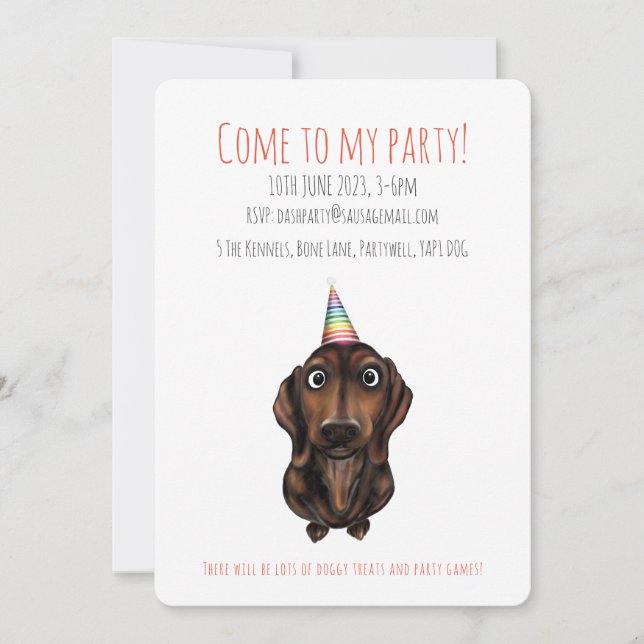 Carte d'invitation de fête personnalisée pour chie (Devant)