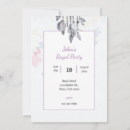 Carte d'invitation de fête royale à l'aquarelle bo