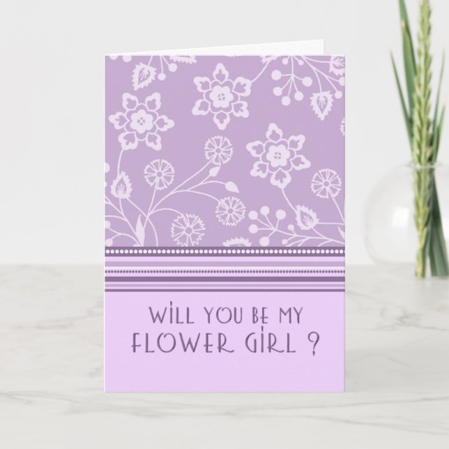 Carte d'invitation de fille à fleurs violettes (Devant)
