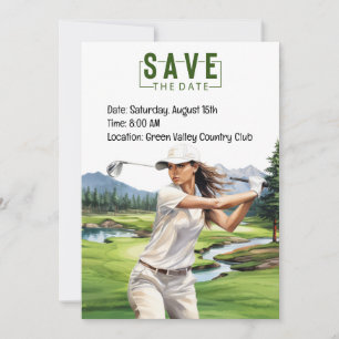 Carte d'invitation de Golf Party aquarelle avec go