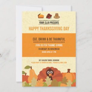 Carte d'invitation de la fête de Thanksgiving