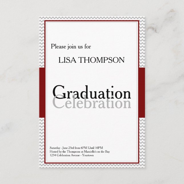 Carte d'invitation de la Red Board Graduation Cele (Devant)