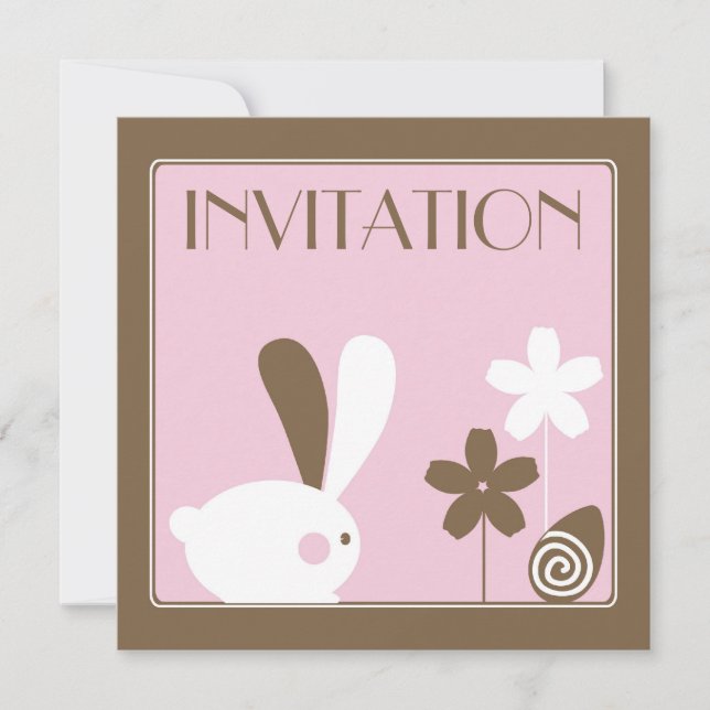 Carte d'invitation de lapin de Pâques (Devant)