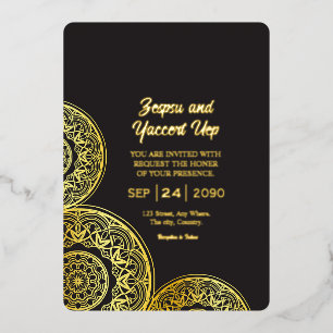 Carte d'invitation de luxe noir et or Gold Foil