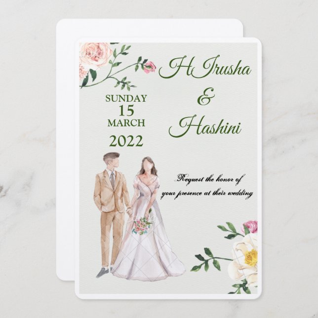 carte d'invitation de mariage (Devant / Derrière)