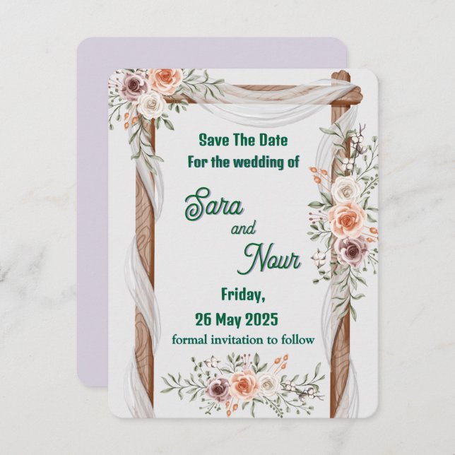 Carte d'invitation de mariage (Devant / Derrière)