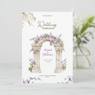 carte d'invitation de mariage à arche florale beig