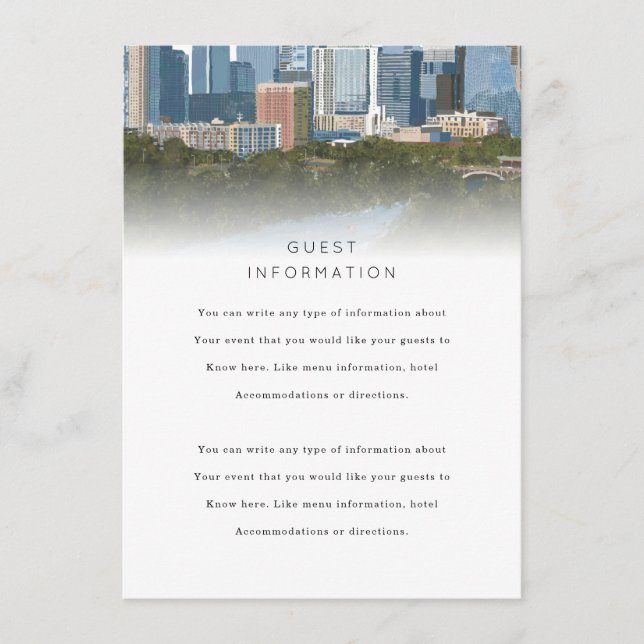 Carte d'invitation de mariage à Austin Texas (Devant)