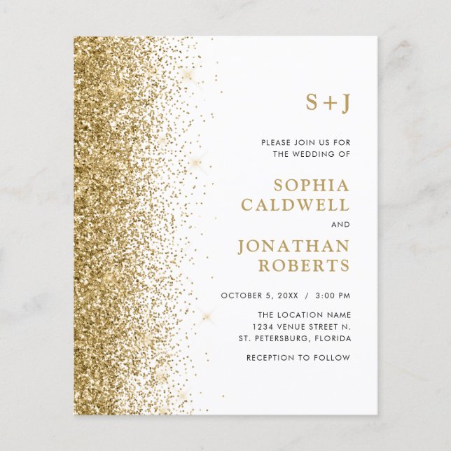 Carte d'invitation de mariage à paillettes Monogra (Devant)