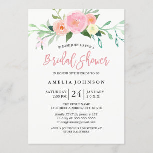 Carte d'invitation de mariage aquarelle florale bo