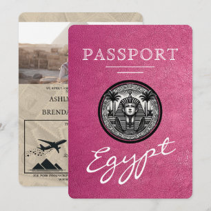 Carte d'invitation de mariage au passeport Magenta