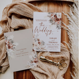 Carte d'invitation de mariage automnal boho bronzé
