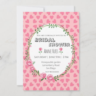 Carte d'invitation de mariage avec fleurs et cœurs