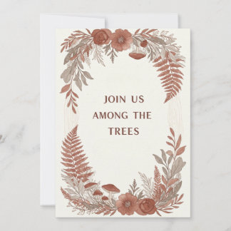 Carte d'invitation de mariage Boho Forêt de Bois