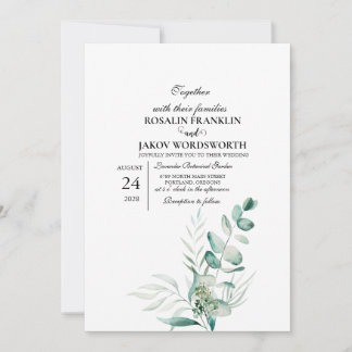 Carte d'invitation de mariage botanique à la verdu